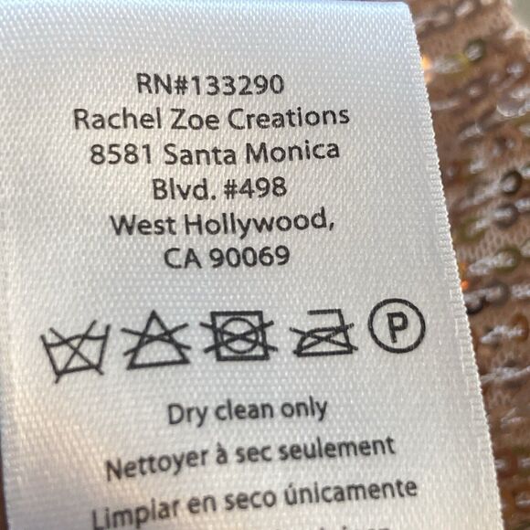 Rachel Zoe Jacket Womens 8 Harrison Sequin Belted Rose Gold Deep V Neck - Picture 10 of 11